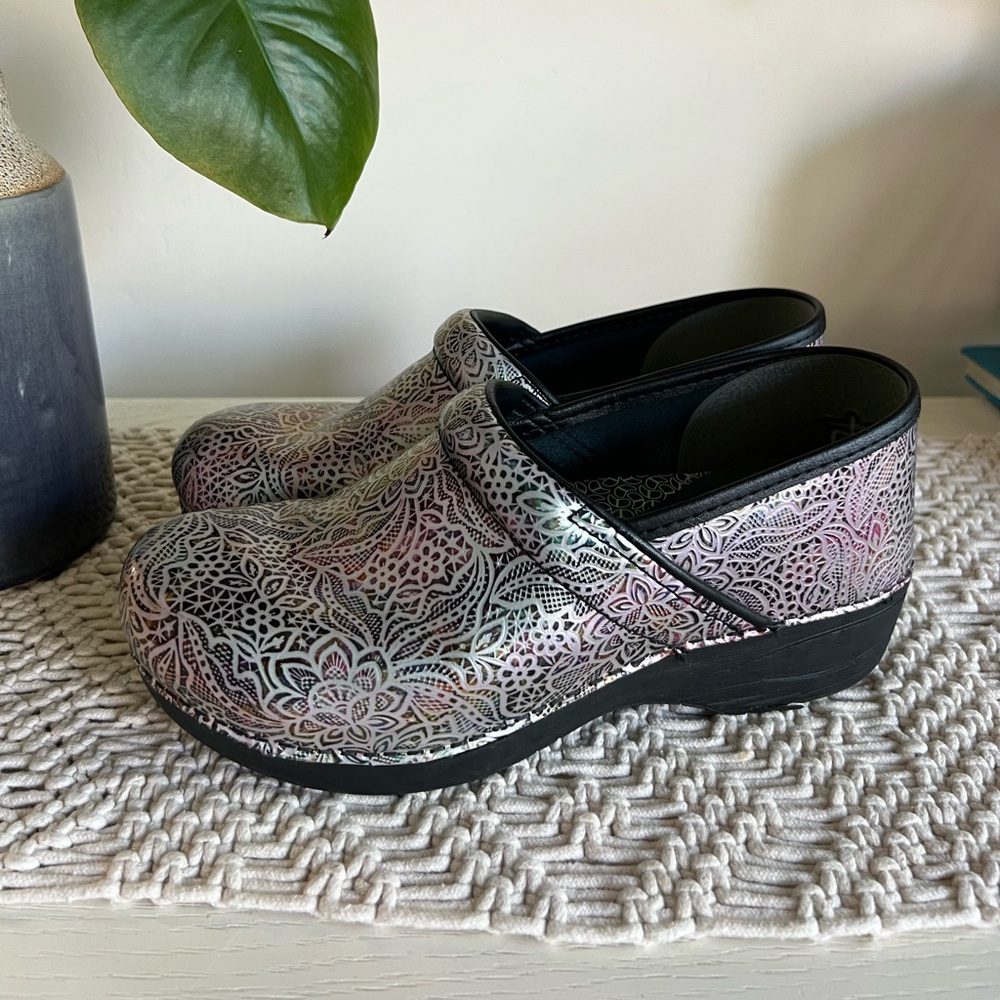 Dansko Lacy Leather Nursing Clogs - Picture 2 of 11
